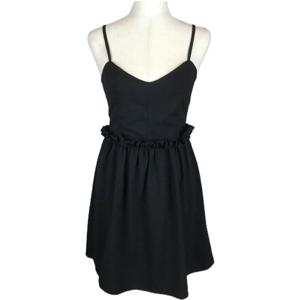 NWT ASOS Women's Black Ruffle Waist Sweetheart Dress US 6 UK 10 EU 38